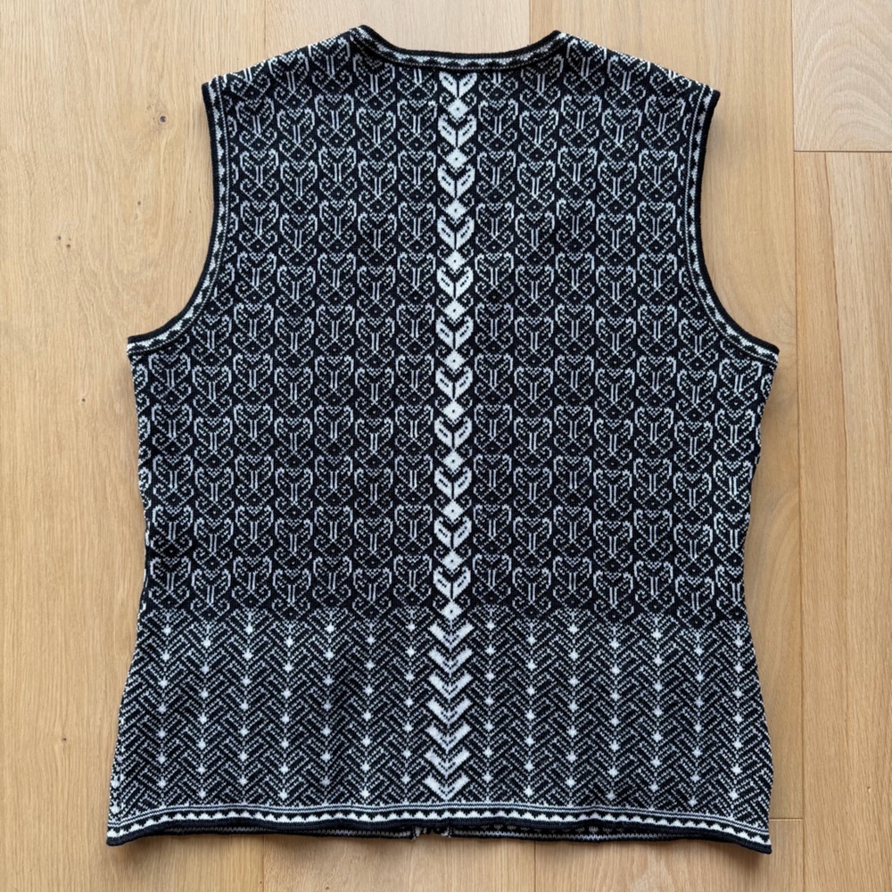 Norlender 100% Wool Black and White Patterned Women's Vest XXL - Picture 6 of 14